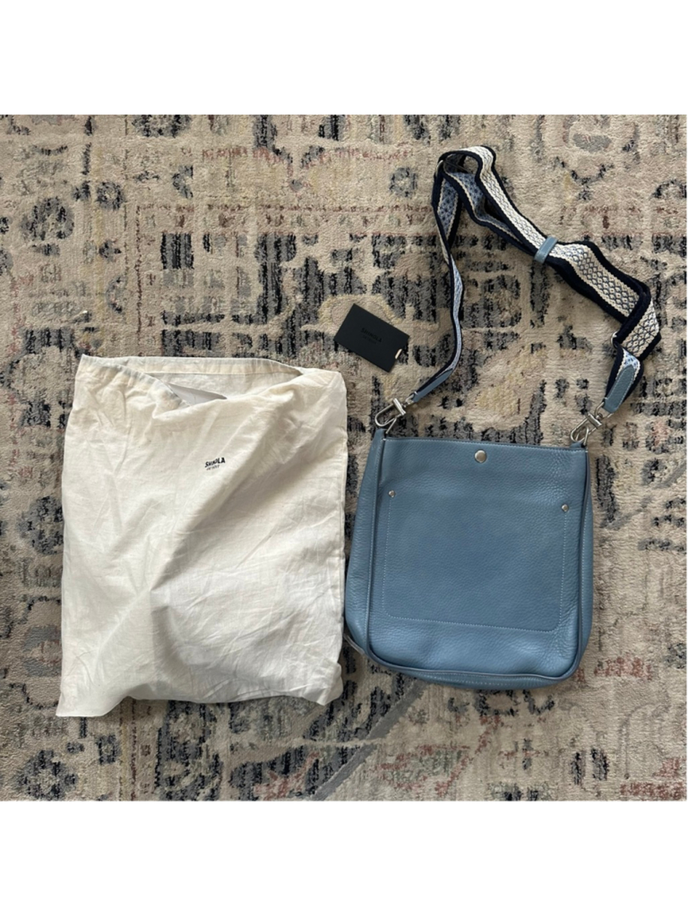 Women's NWT Shinola Cadet Blue Leather Crossbody Bag